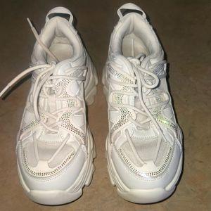 Super Cute Rhinestone Platform Tennis Shoes